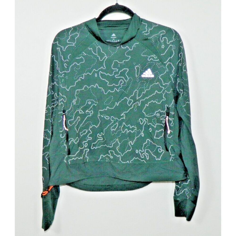 Adidas Running Top Size Medium‎ Green Long Sleeve X-City Running Crew Climacool